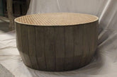 Handmade Bone Inlay Carved Round Coffee Table In Honey Comb Pattern